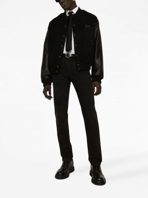 Vlněná bomber bunda Dolce & Gabbana černá
