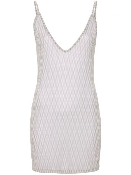 Μάλλινη κοκτέιλ φόρεμα με λαιμόκοψη v Paloma Wool γκρι