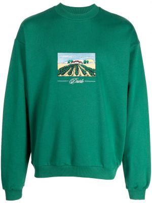 Памучен пуловер бродиран Drôle De Monsieur зелено