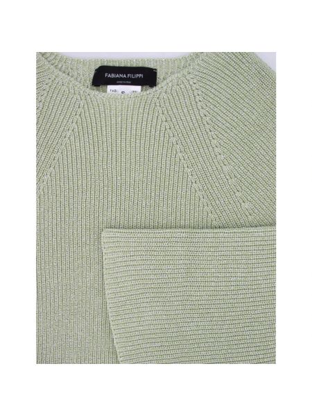 Top de algodón de tela jersey de cuello redondo Fabiana Filippi verde