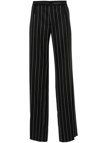 Volnene ravne hlače s črtami Dolce & Gabbana črna