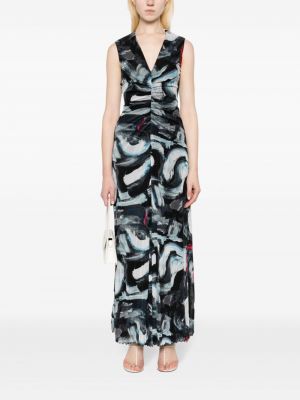 Oboustranné dlouhé šaty se síťovinou Dvf Diane Von Furstenberg černé