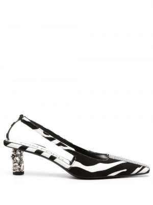 Pantofi cu toc cu imagine slingback cu model zebră Tom Ford