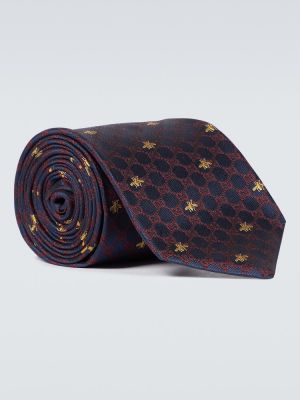 Копринена копринена вратовръзка Gucci синьо