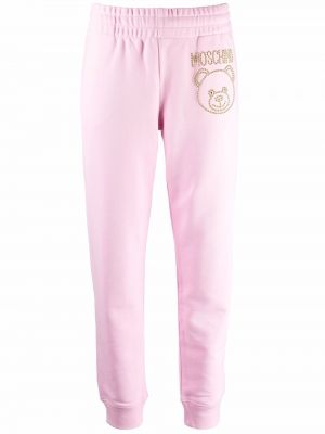 Pantalones de chándal con apliques Moschino rosa