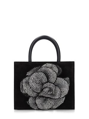 Сатенени чанта на цветя с кристали Mach & Mach черно