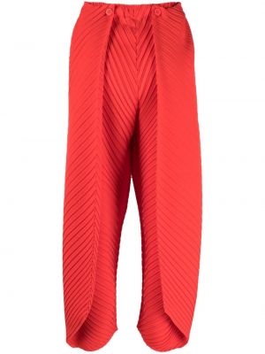 Pantalon droit plissé Issey Miyake rouge