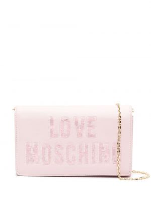 Чанта през рамо с пайети Love Moschino розово