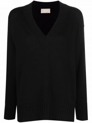 Jersey de lana merino con escote v de tela jersey Drumohr negro
