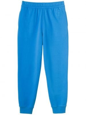 Haftowane spodnie sportowe bawełniane Burberry niebieskie