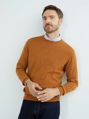 Jersey de lana de tela jersey de cuello redondo Alan Paine marrón