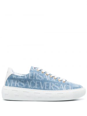 Csipkés fűzős sneakers nyomtatás Versace kék
