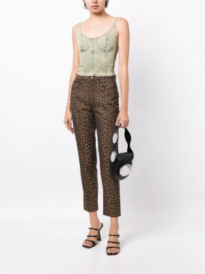 Leopardimustriga mustriline slim fit püksid Fendi Pre-owned pruun