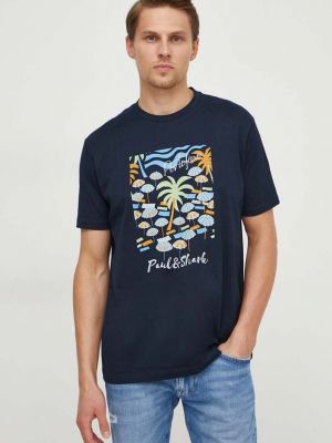 Bombažna majica Paul&shark modra