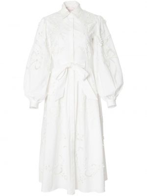Haftowana sukienka koszulowa Carolina Herrera biała