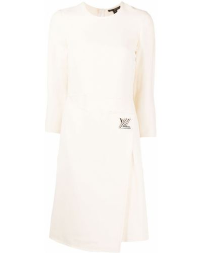 Vlněné obálkové šaty na zip Louis Vuitton - bílá