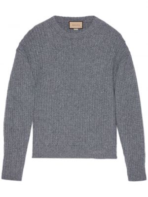 Kašmírový svetr s kulatým výstřihem Gucci šedý