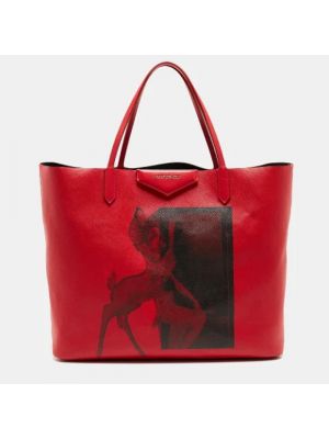Shopperka skórzana Givenchy Pre-owned czerwona
