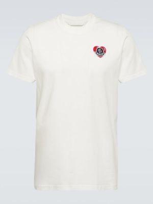 Памучна памучна тениска от джърси Moncler бяло