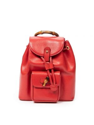 Plecak skórzany Gucci Vintage czerwony