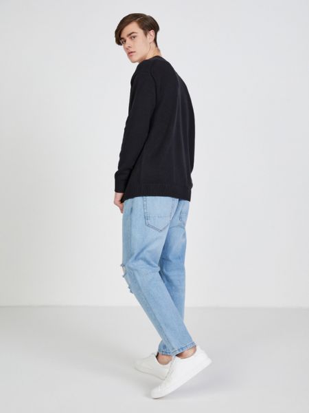 Hímzett pulóver Calvin Klein Jeans fekete