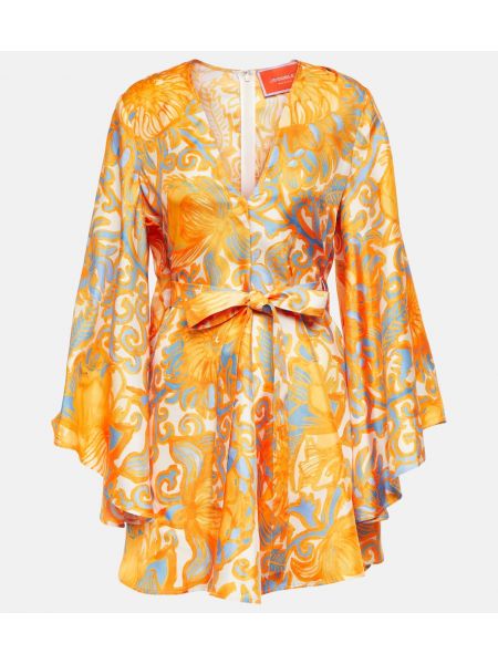 Μεταξωτή φόρεμα με σχέδιο La Doublej κίτρινο