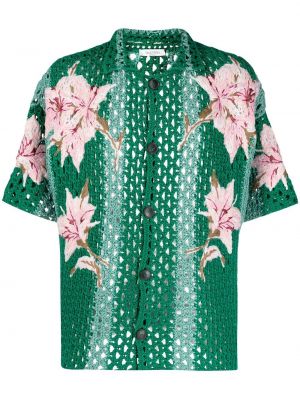 Camisa con bordado de flores Valentino verde
