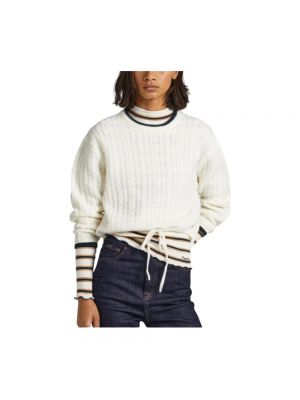 Sweter z okrągłym dekoltem Pepe Jeans biały