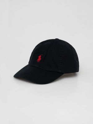 Памучна шапка с козирки с апликация Polo Ralph Lauren черно