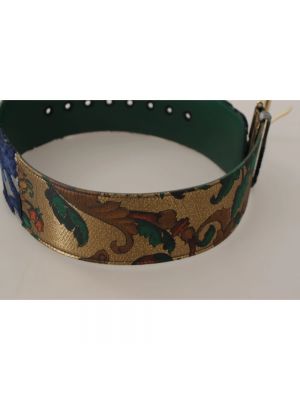 Cinturón con bordado de cuero con hebilla Dolce & Gabbana verde