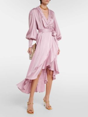 Μεταξωτή μίντι φόρεμα Zimmermann ροζ