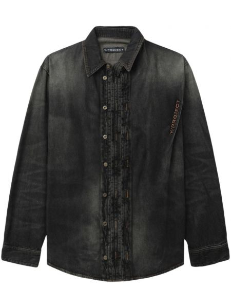 Rifľová košeľa s výšivkou Y/project čierna