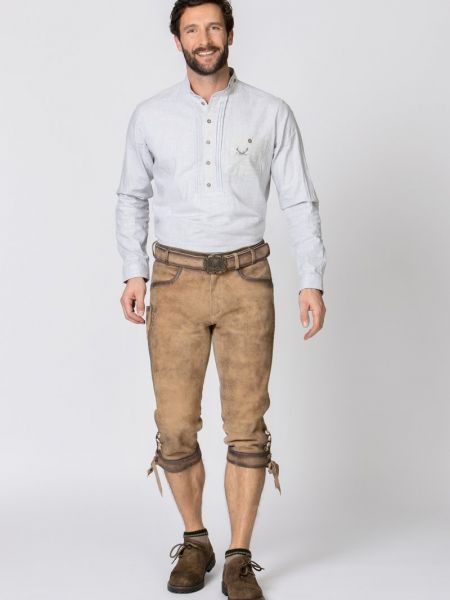 Spodnie klasyczne skórzane Stockerpoint brązowe