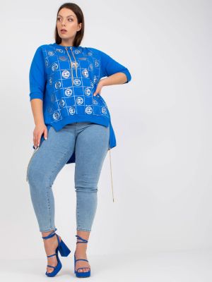 Bluză cu croială lejeră cu aplicații Fashionhunters albastru