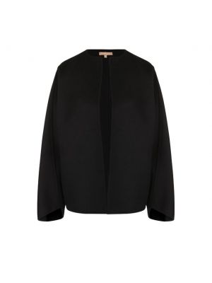 Шерстяной пиджак однотонный с круглым вырезом Michael Kors Collection, черный