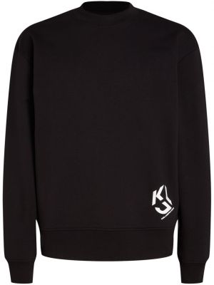 Пуловер с принт с кръгло деколте Karl Lagerfeld Jeans черно
