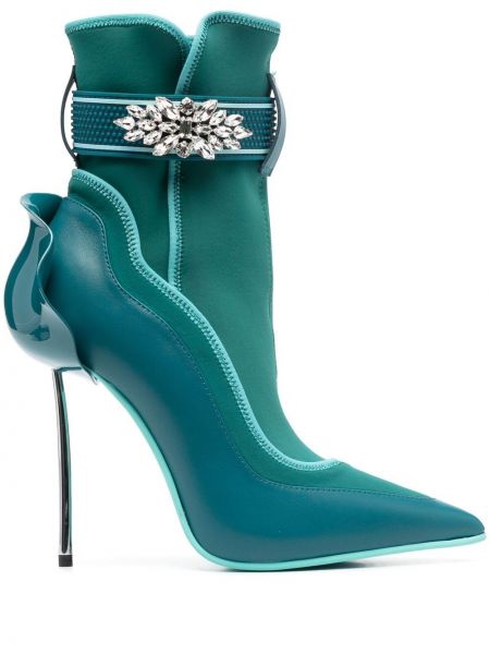 Обувки до глезена с кристали Le Silla зелено