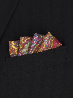 Hedvábná kravata s potiskem s kapsami Etro růžová