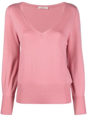 Памучен копринен пуловер Zanone розово