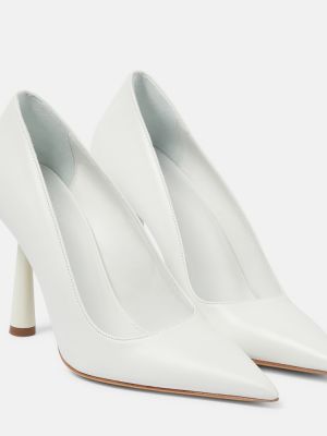 Pantofi cu toc din piele Gia Borghini alb