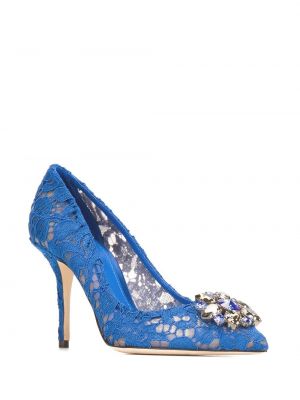 Calzado con tacón con apliques de encaje Dolce & Gabbana azul