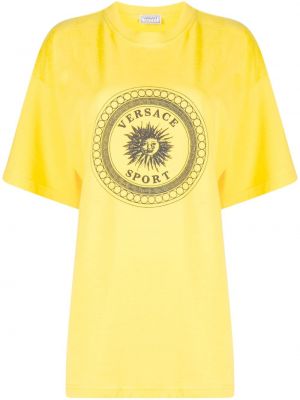 Tričko s potlačou Versace Pre-owned žltá