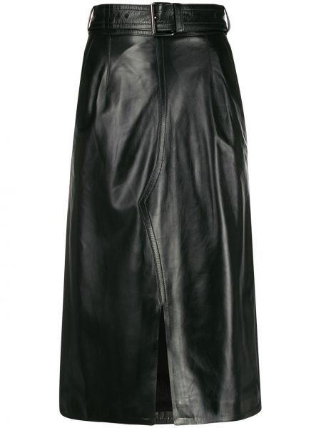 Falda de cuero de cintura alta Marni negro