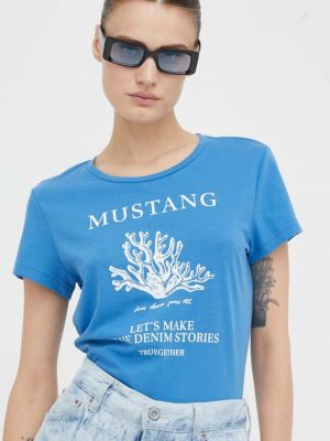 Bavlněné tričko Mustang modré