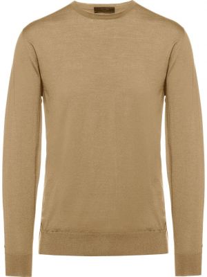 Sweter z okrągłym dekoltem Prada brązowy