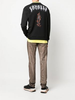 Raštuotas medvilninis džemperis Roberto Cavalli juoda