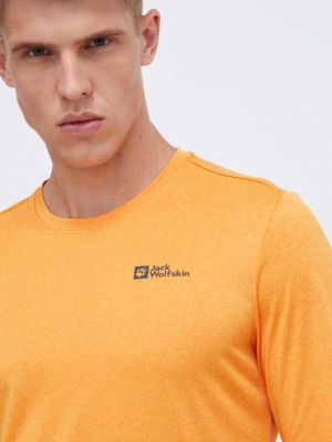 Melanžové tričko s dlouhým rukávem s dlouhými rukávy Jack Wolfskin oranžové