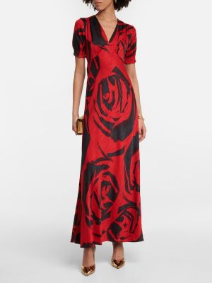 Virágos midi ruha Diane Von Furstenberg piros
