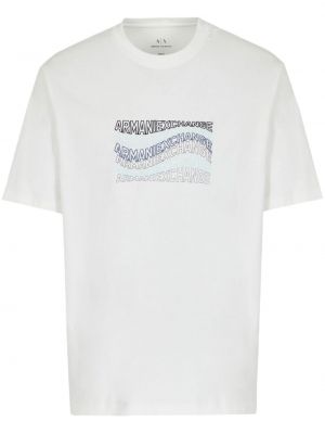 Kokvilnas t-krekls ar izšuvumiem Armani Exchange balts