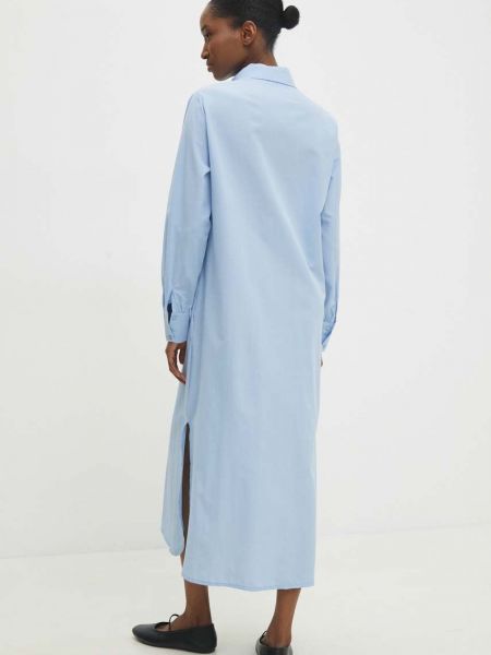Pamučni midi haljina oversized Answear Lab plava